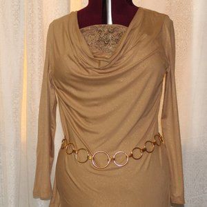 Gold Long Sleeve Tunic Top Size XL